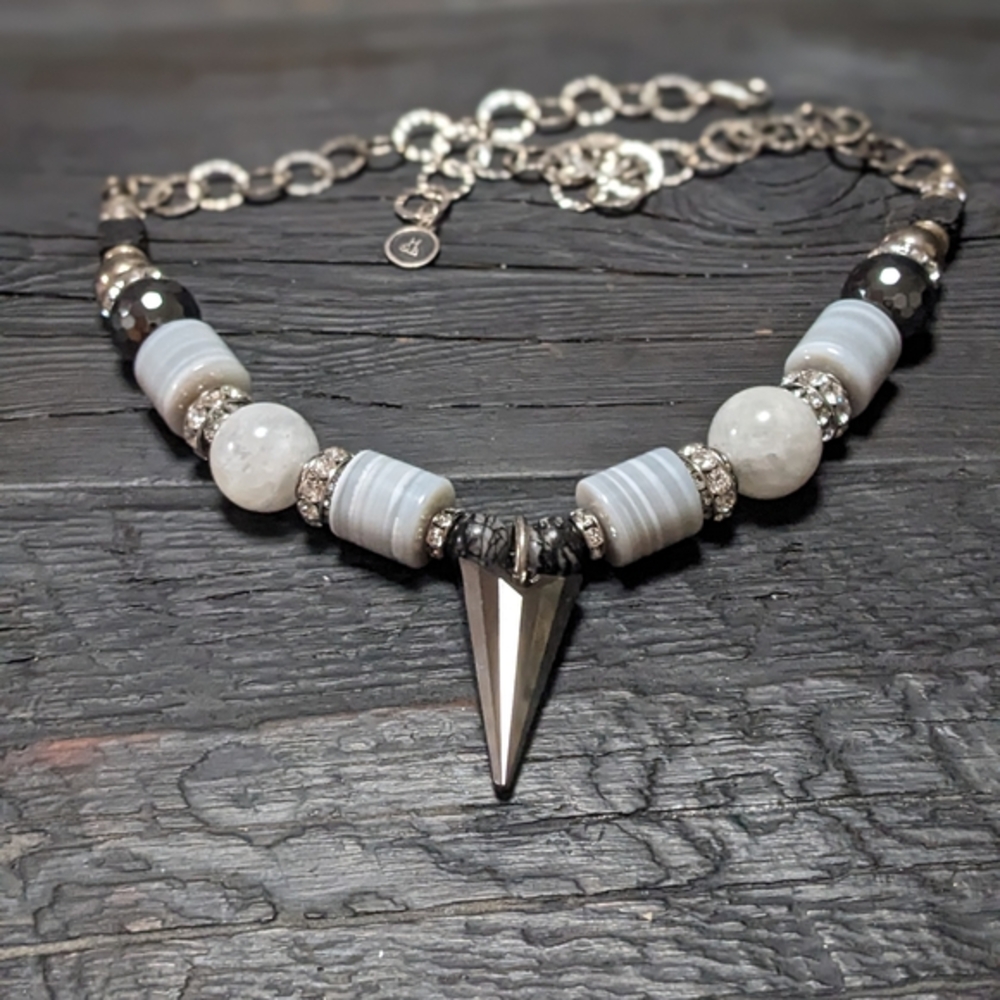 Hillberg And Berk Sterling Silver Blue Lace Agate And Swarovski Crystal